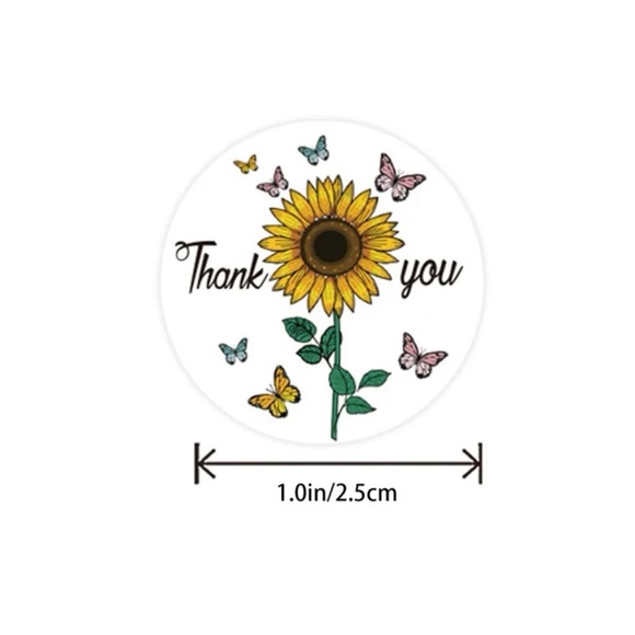 1 Roll of Sunflower Thank You Stickers - Picture 2 of 3